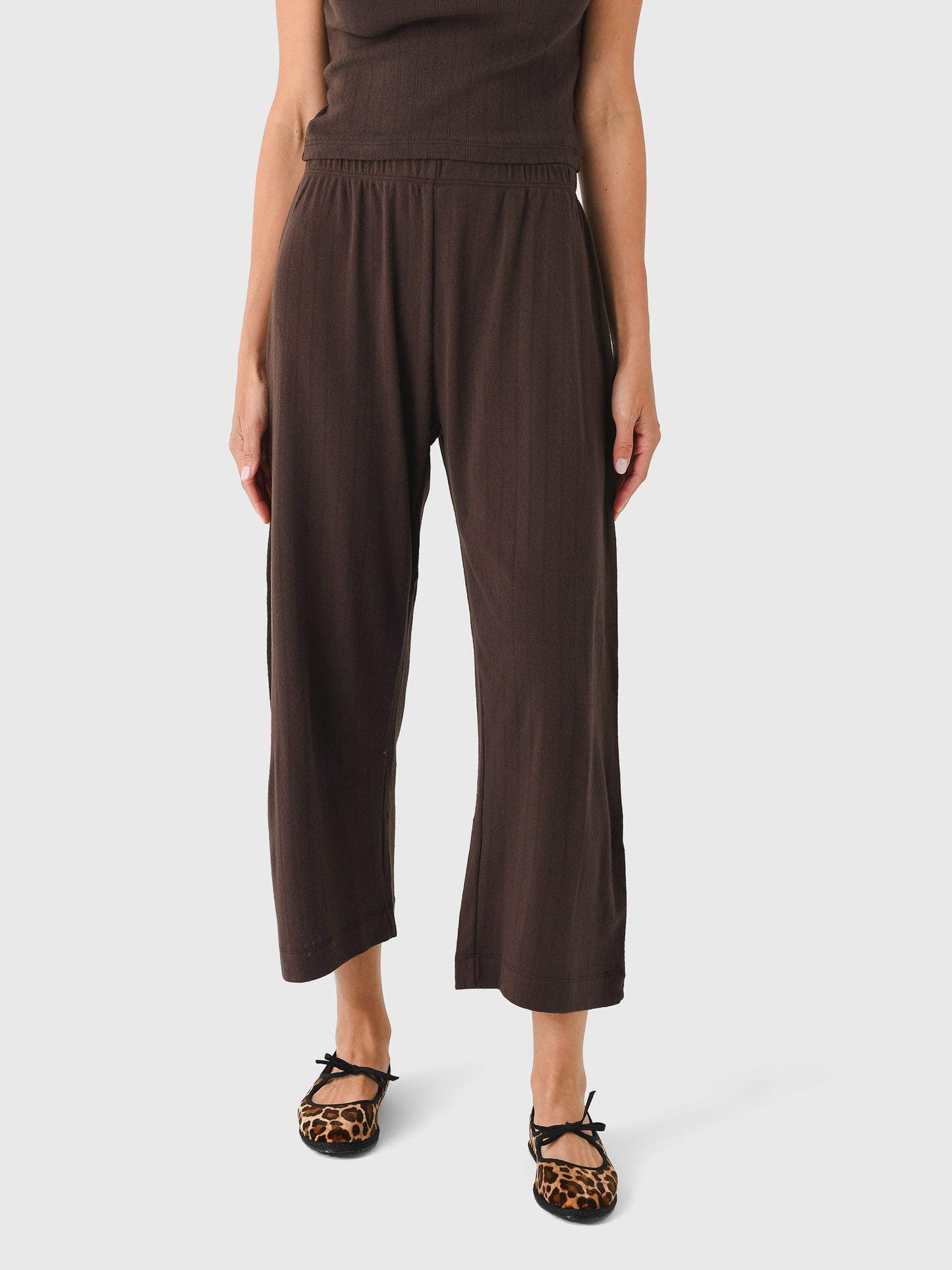 Leset Women's Pointelle Crop Wide Leg Pant - Saint Bernard