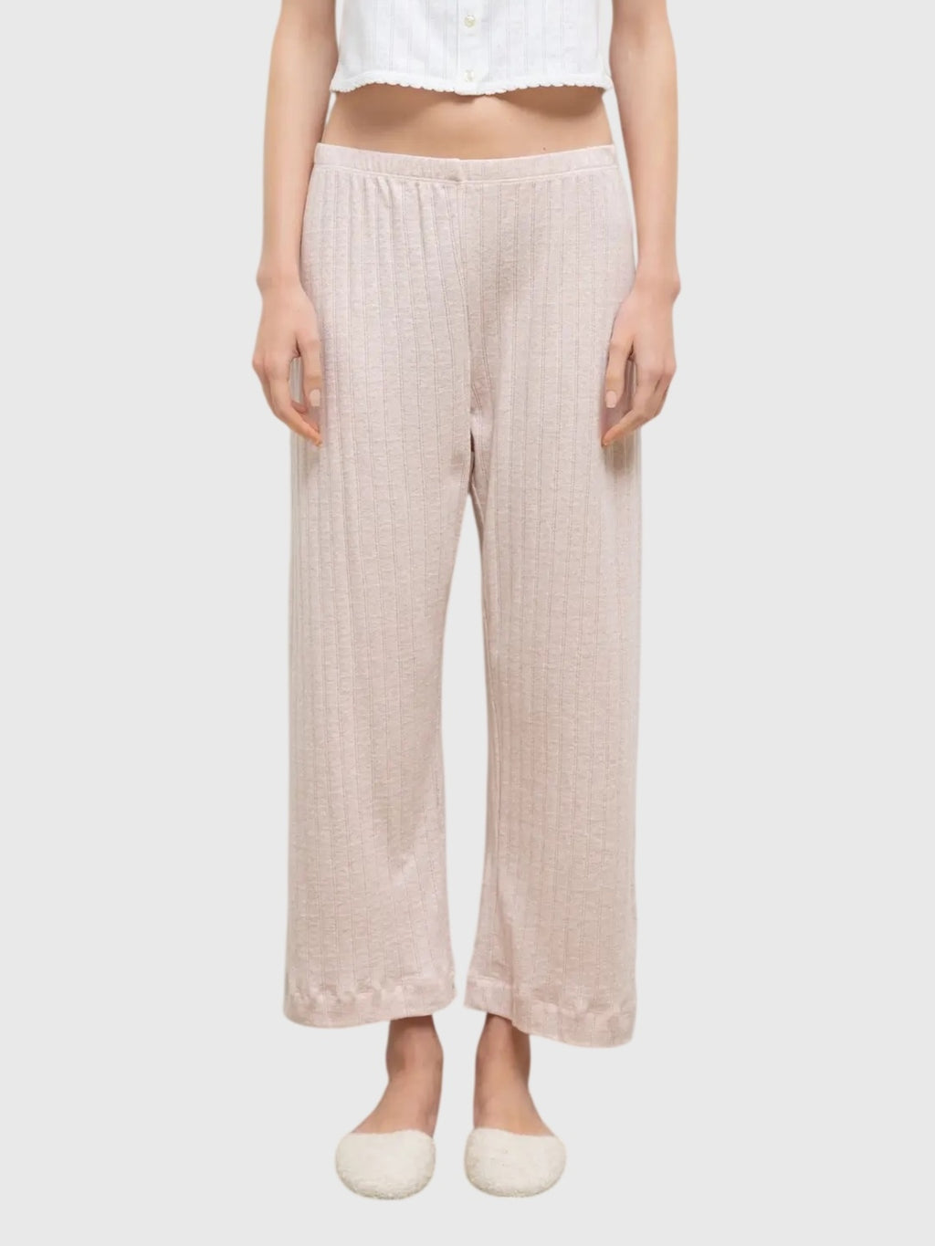 Leset Women's Pointelle Crop Wide Leg Pant - Saint Bernard