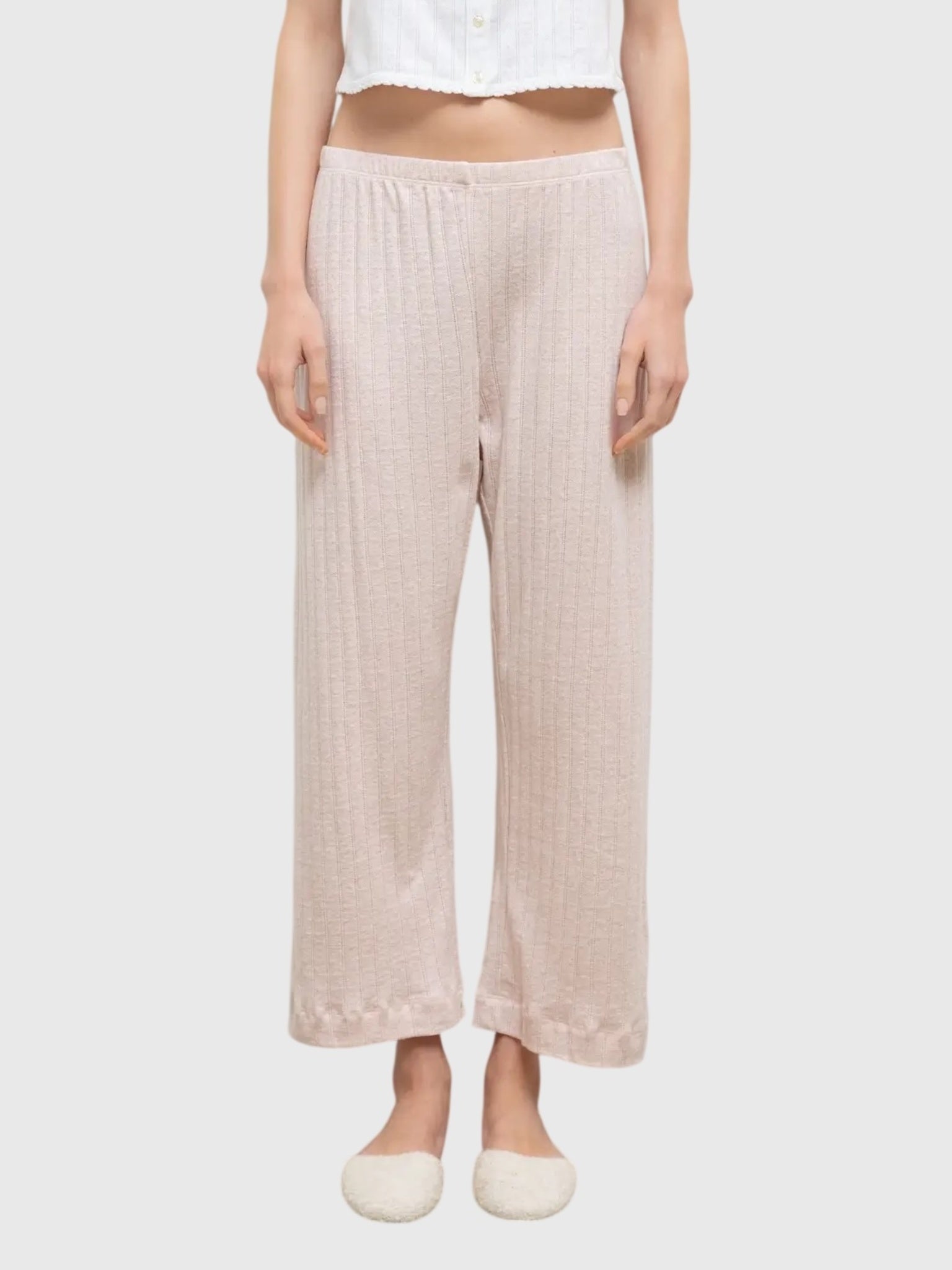 Leset Women's Pointelle Crop Wide Leg Pant - Saint Bernard