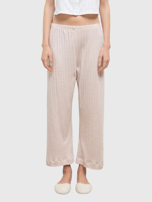 Leset Women's Pointelle Crop Wide Leg Pant