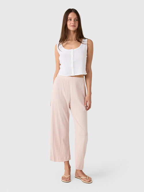 Leset Women's Pointelle Crop Wide Leg Pant
