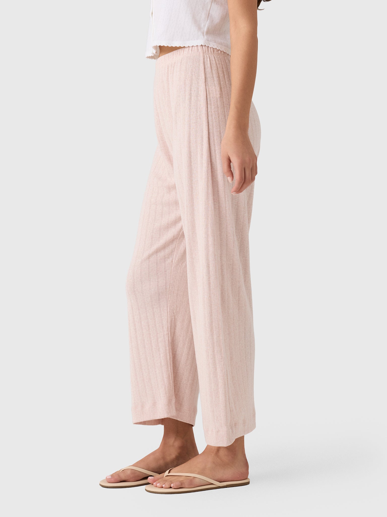 Leset Women's Pointelle Crop Wide Leg Pant - Saint Bernard