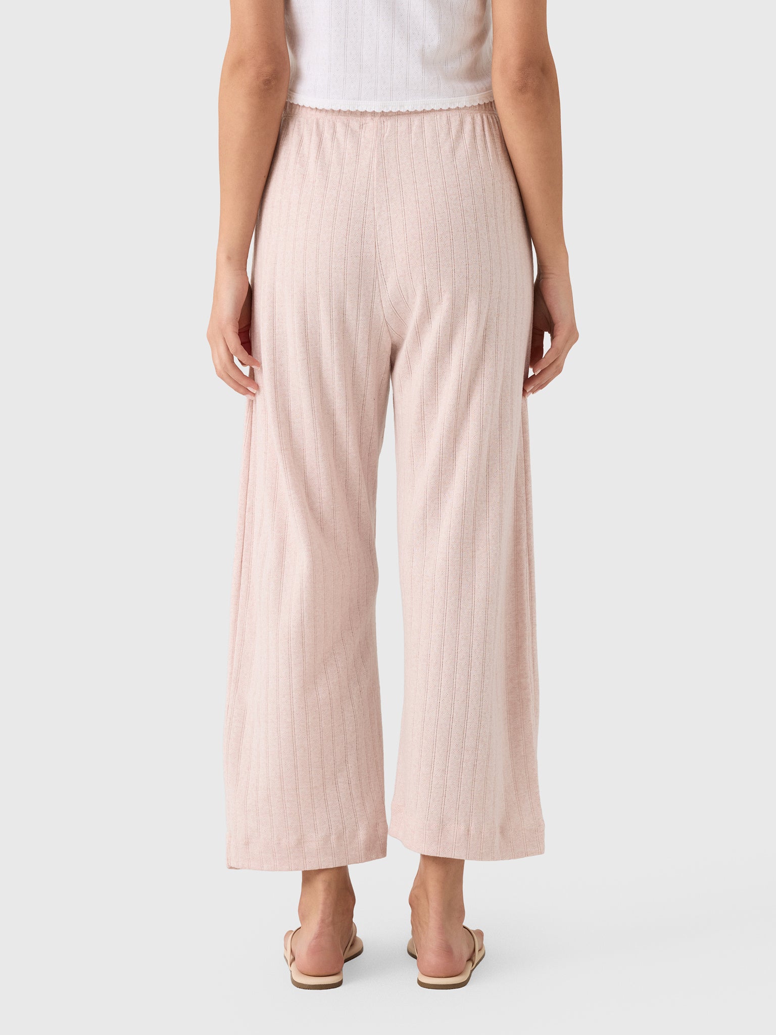 Leset Women's Pointelle Crop Wide Leg Pant - Saint Bernard