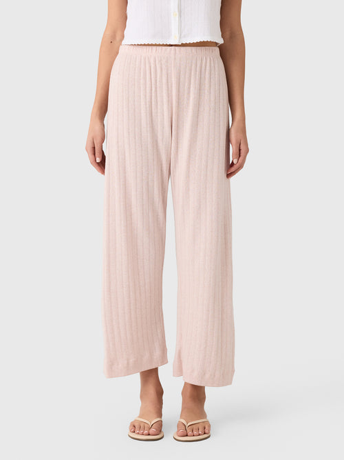 Leset Women's Pointelle Crop Wide Leg Pant