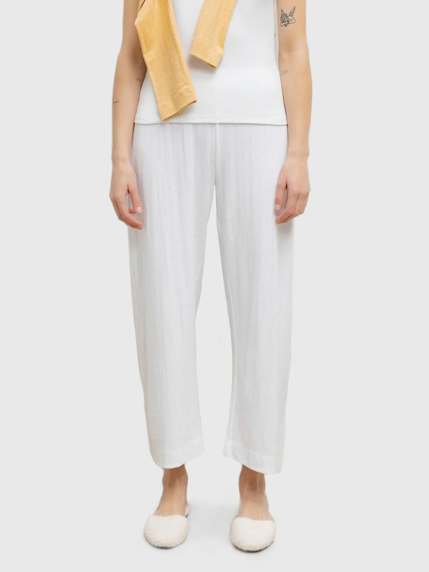 Leset Women's Pointelle Crop Wide Leg Pant - Saint Bernard