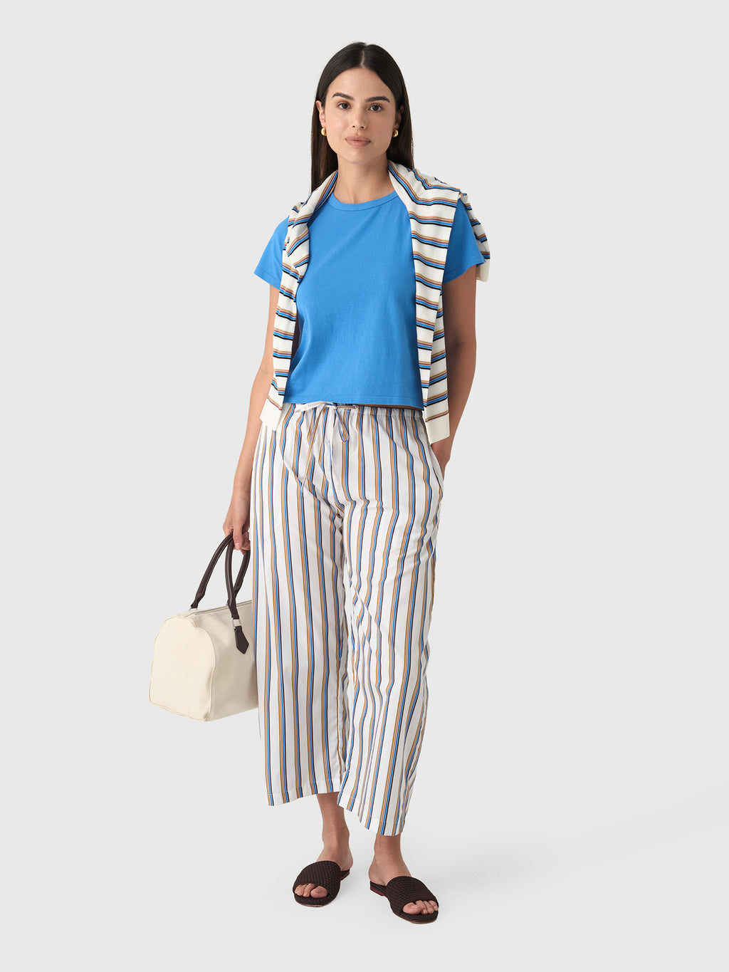 Leset Women's Yoshi Stripe Crop Drawstring Pant - Saint Bernard