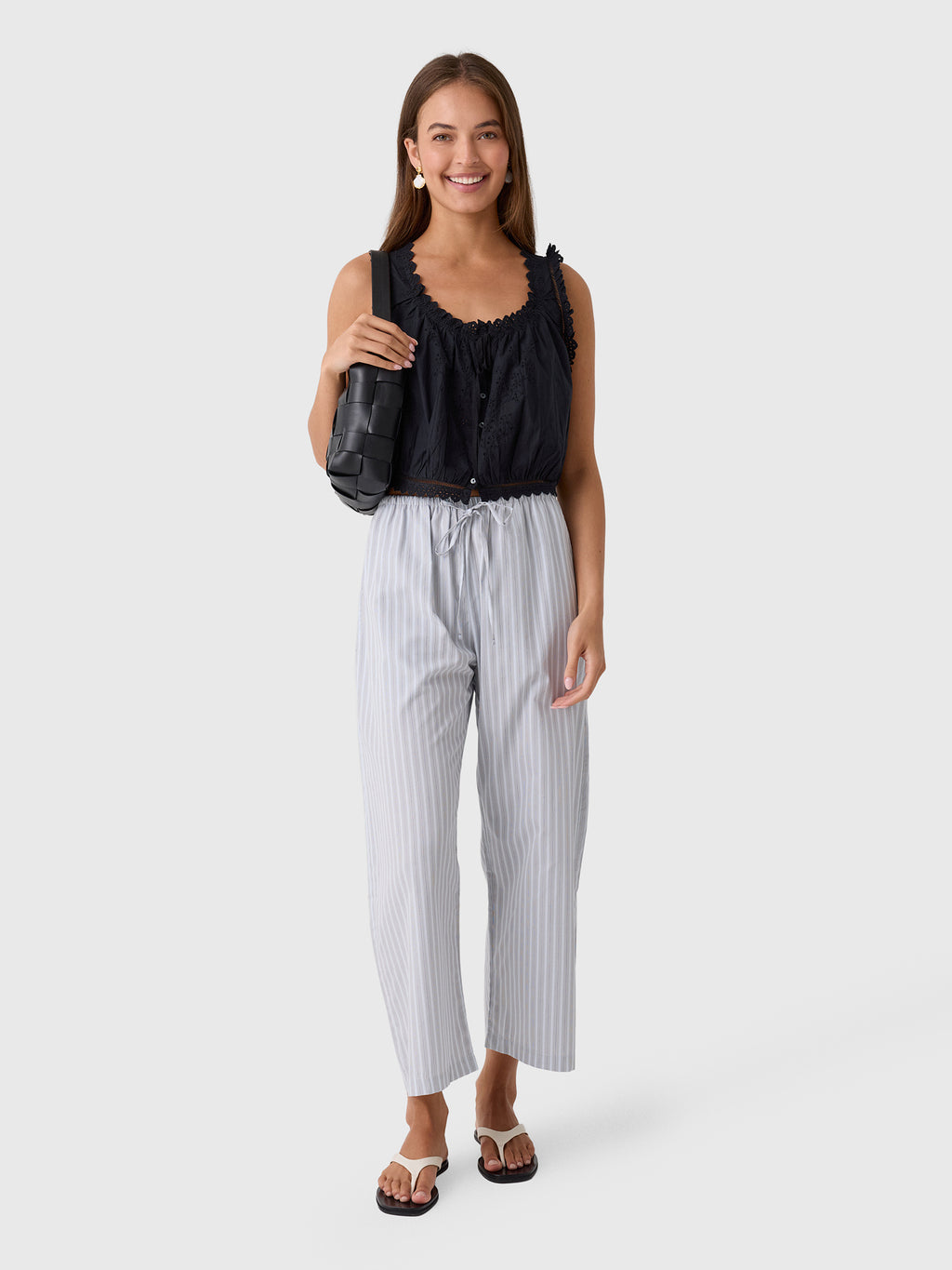Leset Women's Yoshi Stripe Crop Drawstring Pant - Saint Bernard