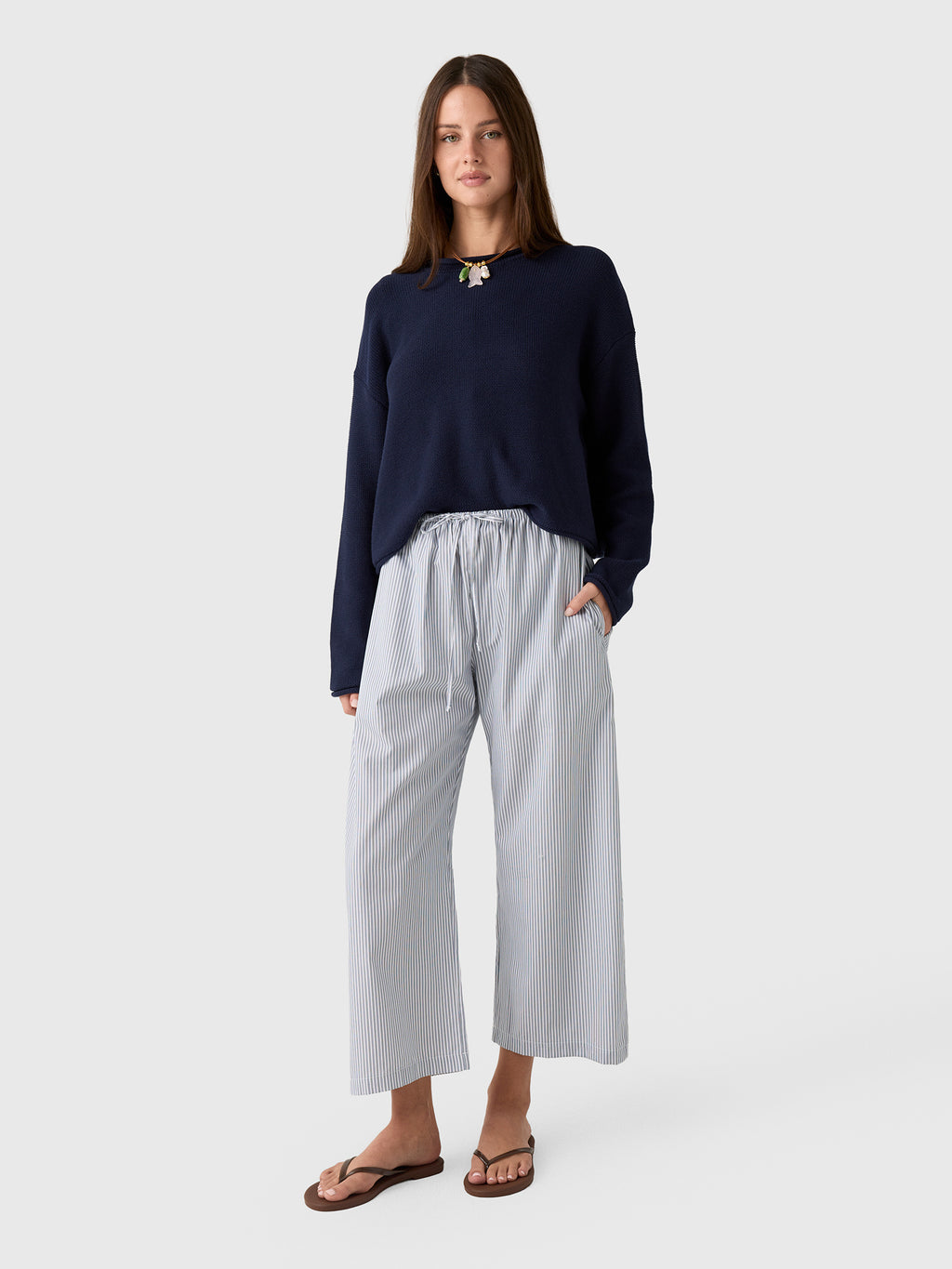 Leset Women's Yoshi Stripe Crop Drawstring Pant - Saint Bernard
