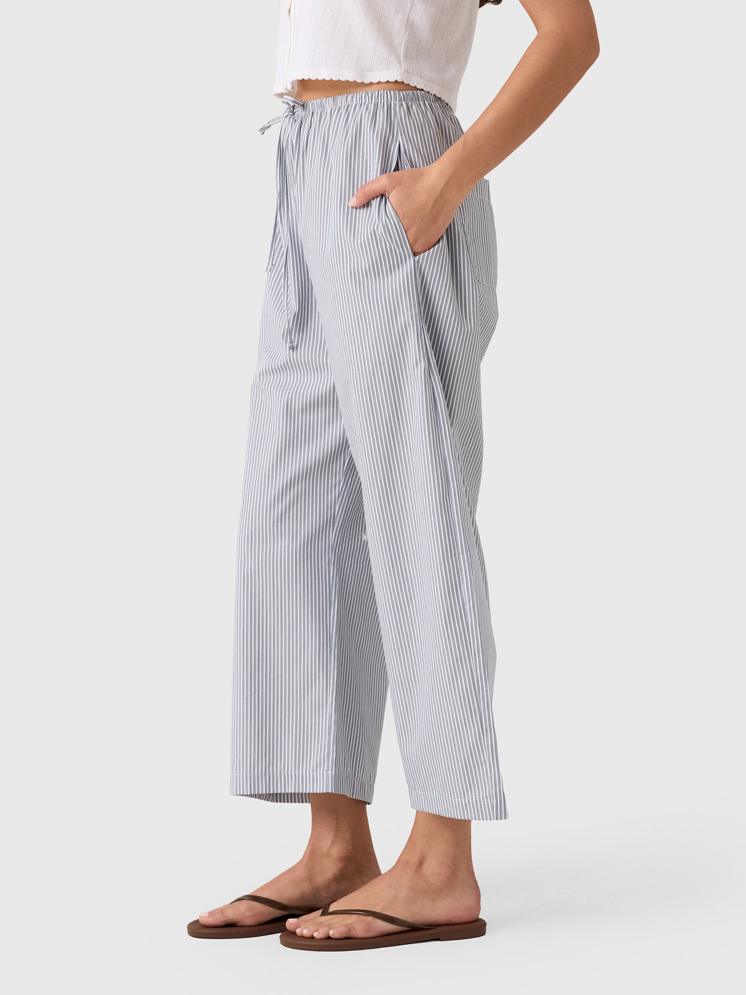 Leset Women's Yoshi Stripe Crop Drawstring Pant - Saint Bernard