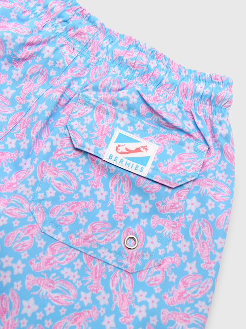 Bermies Boys' Light Blue Lobster Swim Trunk