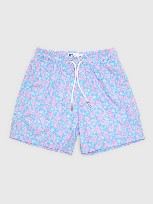 Bermies Boys' Light Blue Lobster Swim Trunk