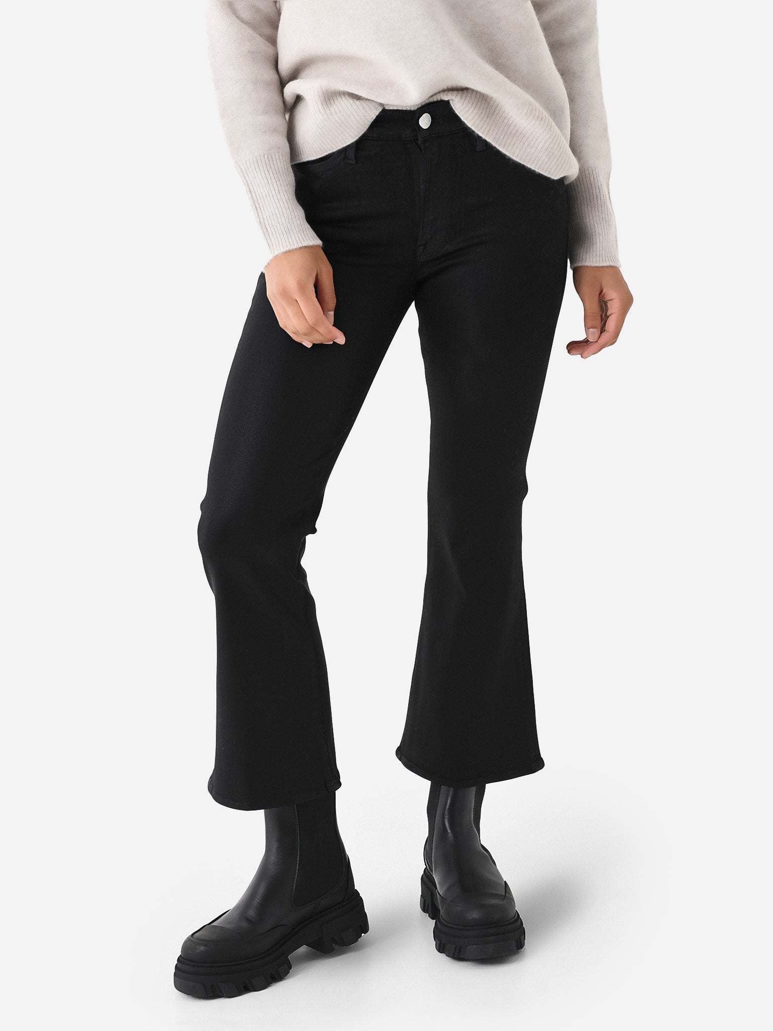 Frame Women's Le Crop Flare Coated Jean - Saint Bernard