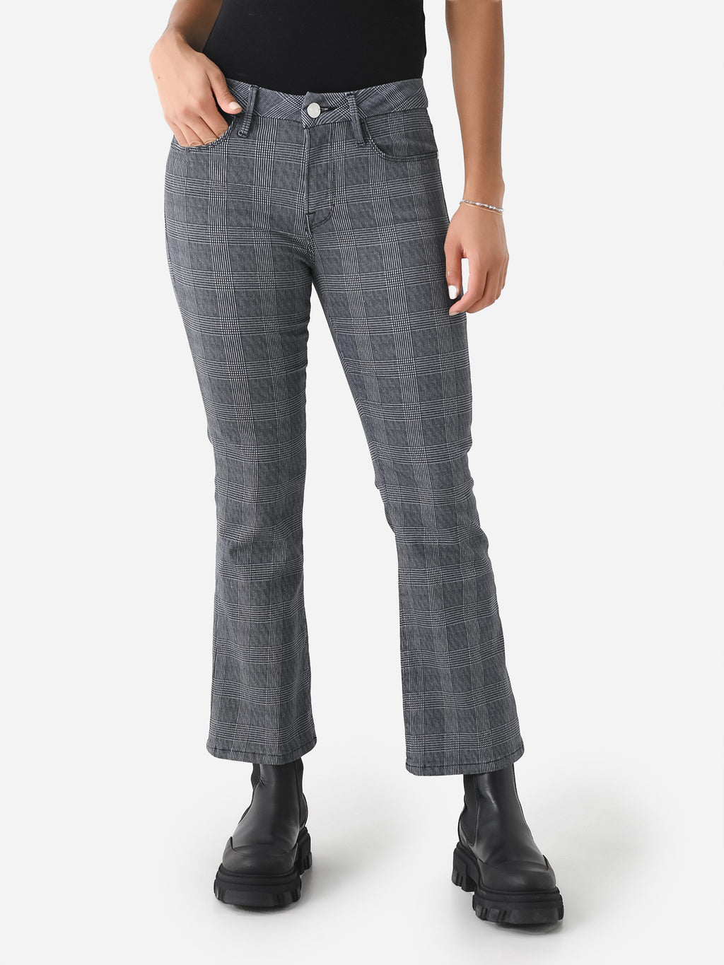 Frame Women's Le Crop Mini Boot Plaid Jean - Saint Bernard