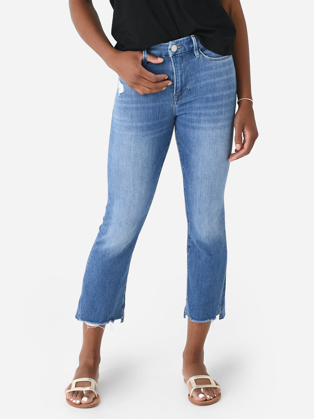 Frame Women's Le Crop Mini Boot Raw Stagger Jean - Saint Bernard
