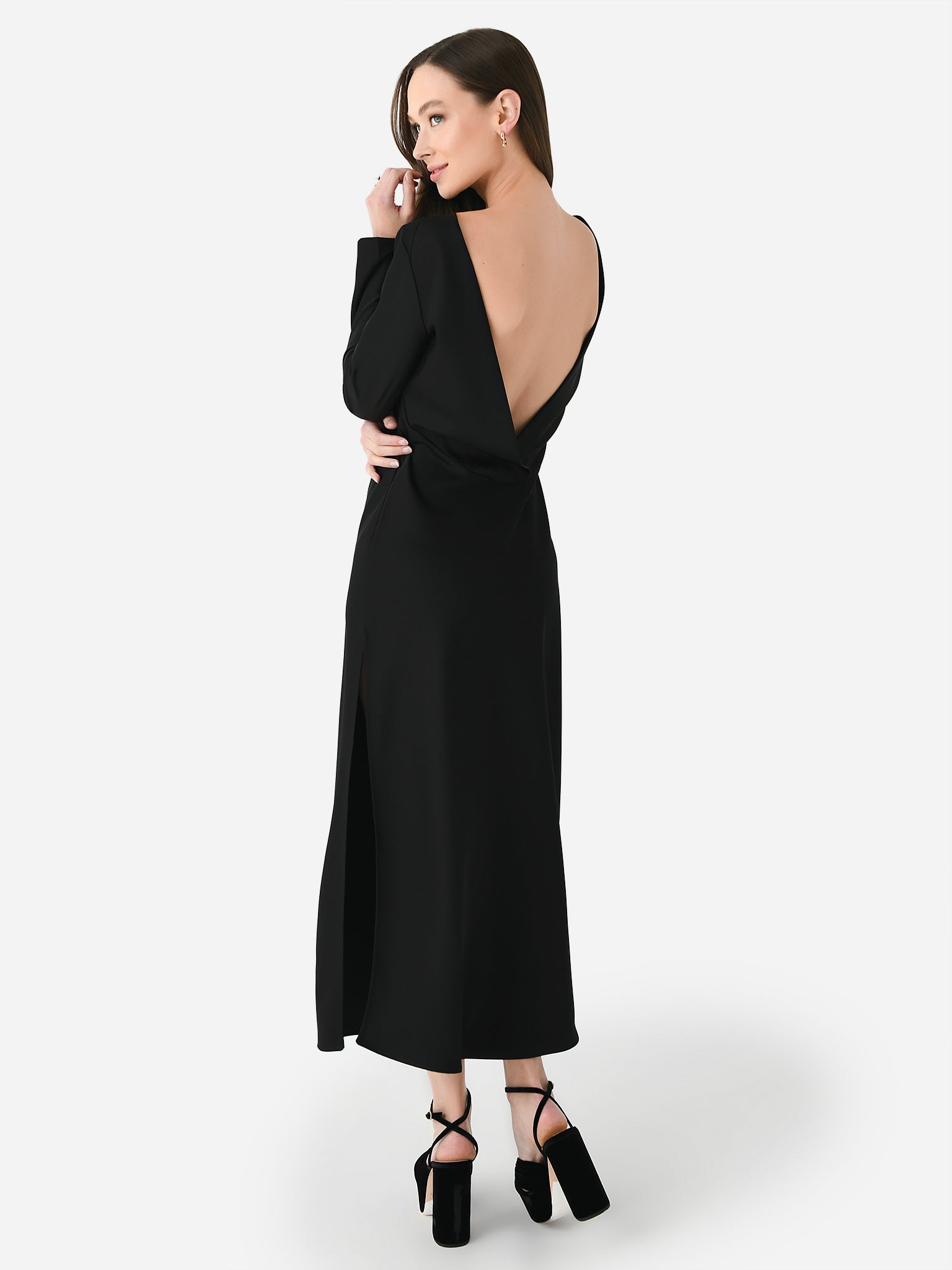 leset barb backless dress Leset Barb backless satin maxi dress - Women - Black Dresses