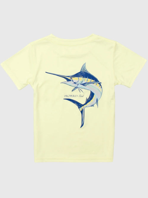 Properly Tied Boys' Blue Marlin Short Sleeve Performance Tee
