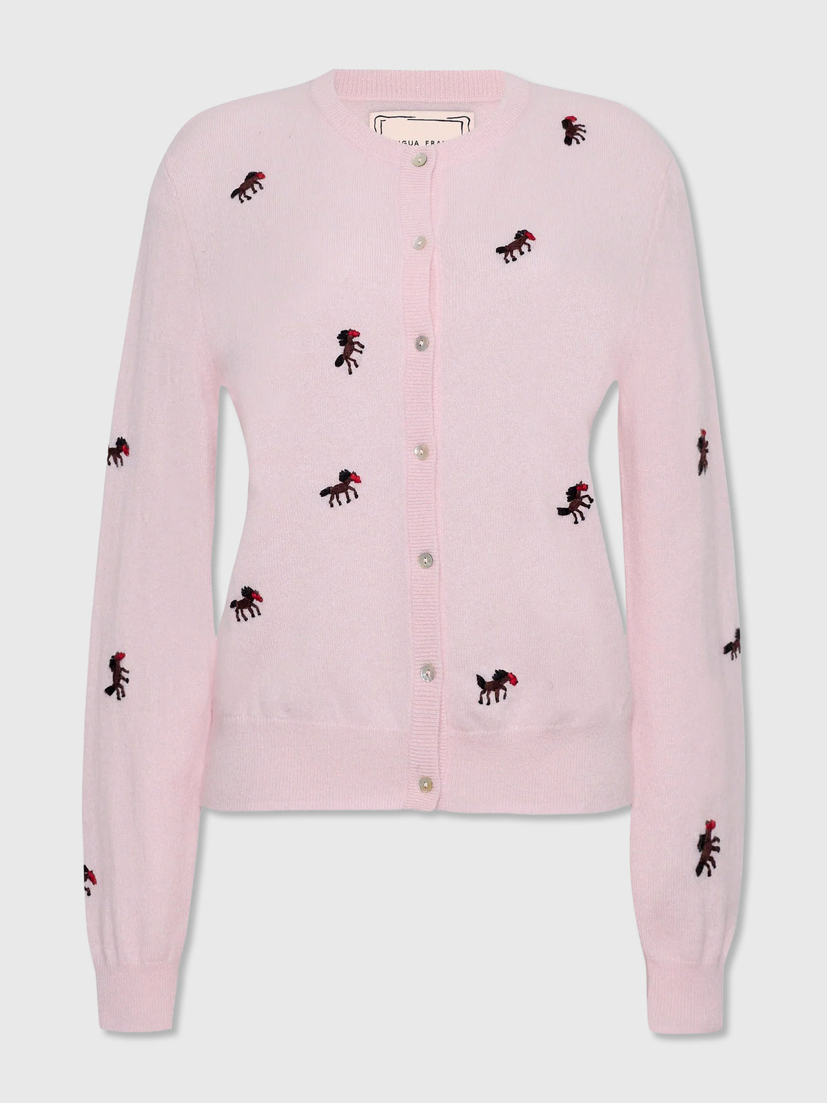 Lingua Franca Women's Horse Motif Cashmere Classic Cardigan - Saint Bernard