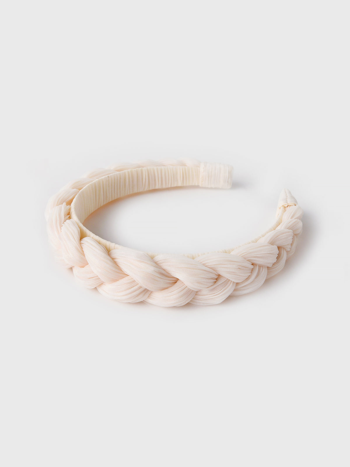 White velvet pearl braided headband White Pearl Velvet Padded Headband, Large Matador Thick  main image 3