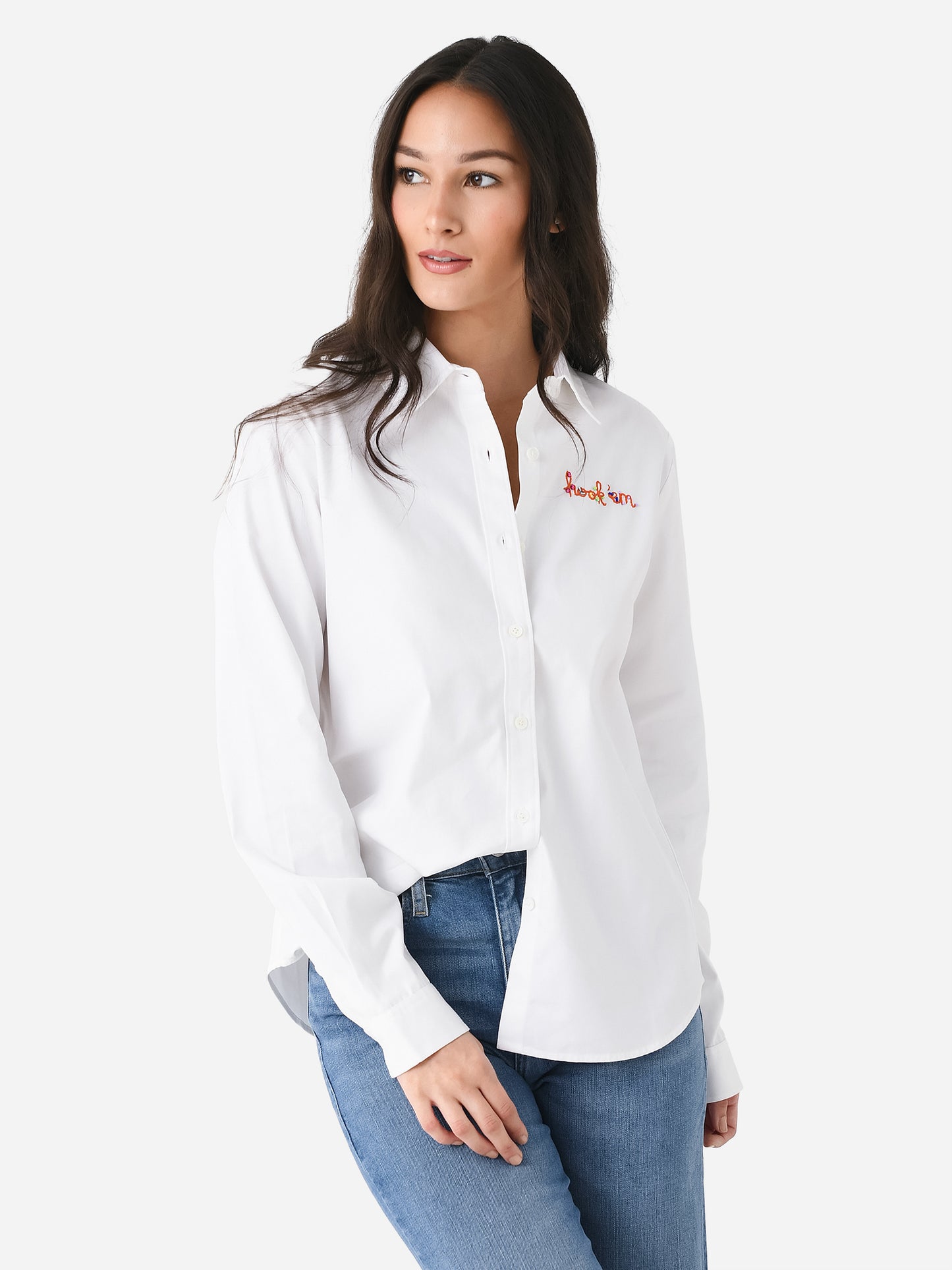 Lingua Franca Women's Embroidered Button-Down Shirt