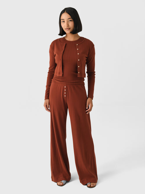 Leset Women's Pointelle Crop Cardigan