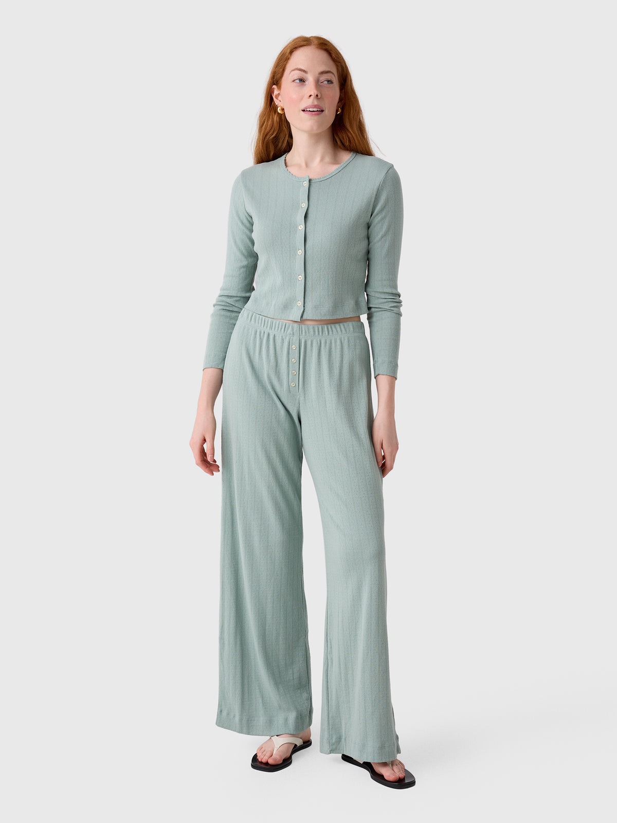 Leset Women's Pointelle Crop Cardigan - Saint Bernard