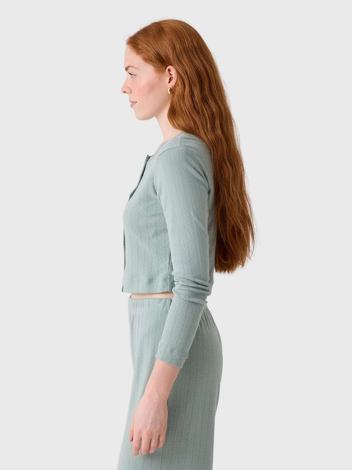 Leset Women's Pointelle Crop Cardigan - Saint Bernard