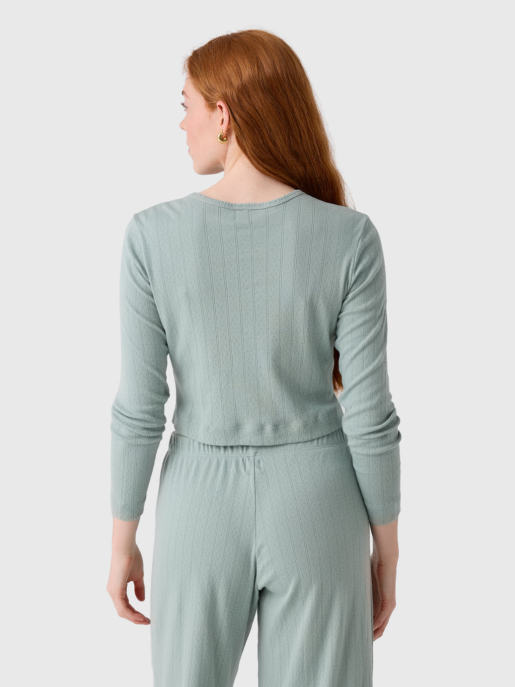 Leset Women's Pointelle Crop Cardigan - Saint Bernard