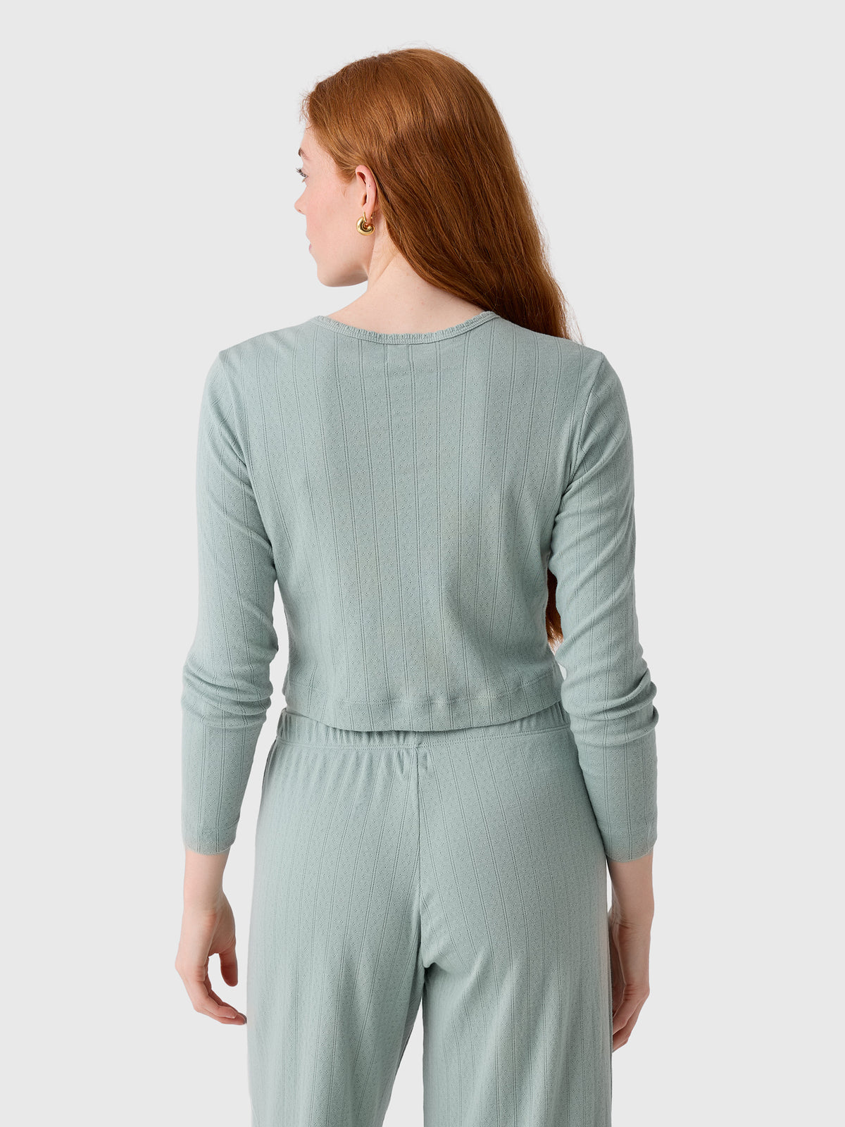 Leset Women's Pointelle Crop Cardigan - Saint Bernard