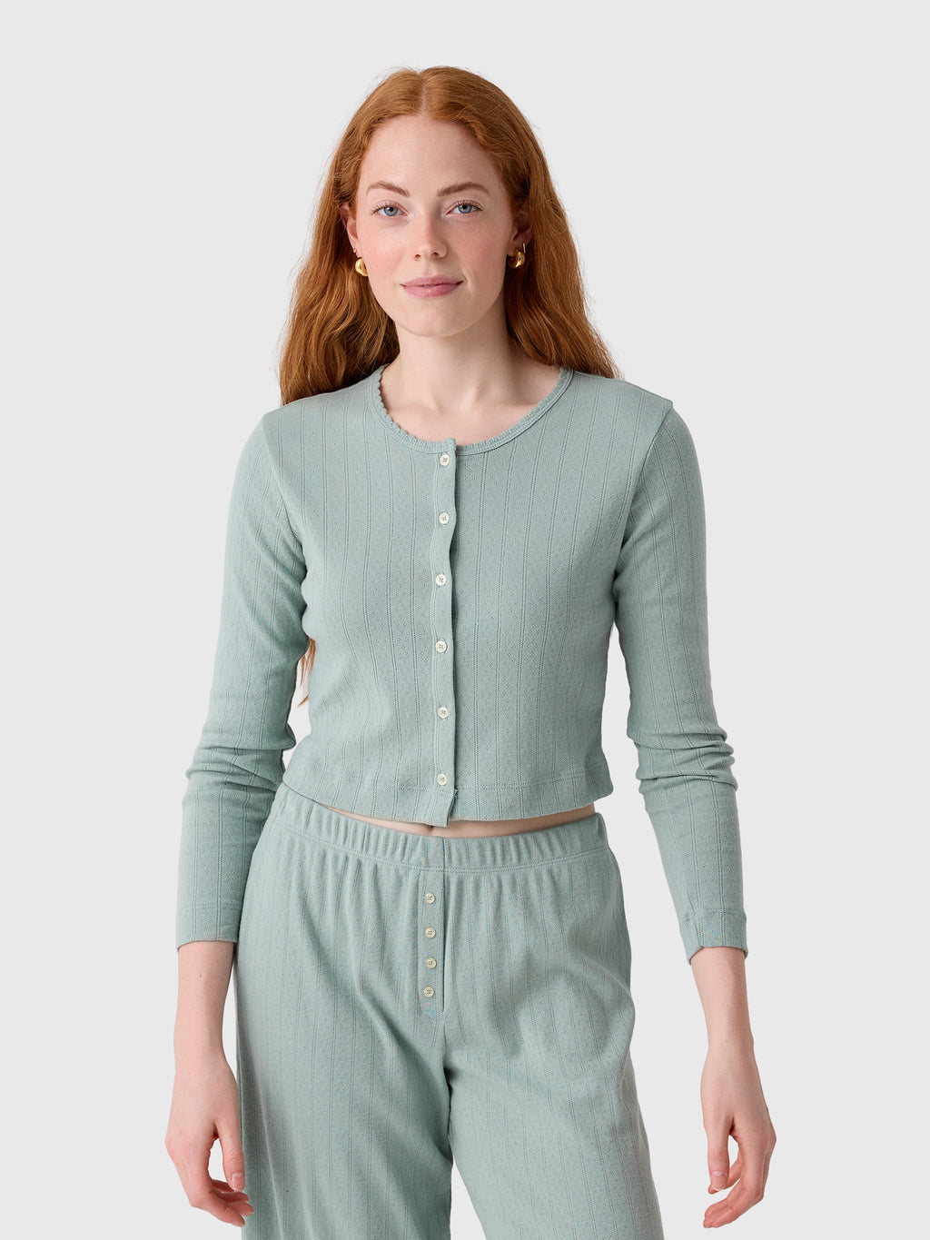 Leset Women's Pointelle Crop Cardigan - Saint Bernard