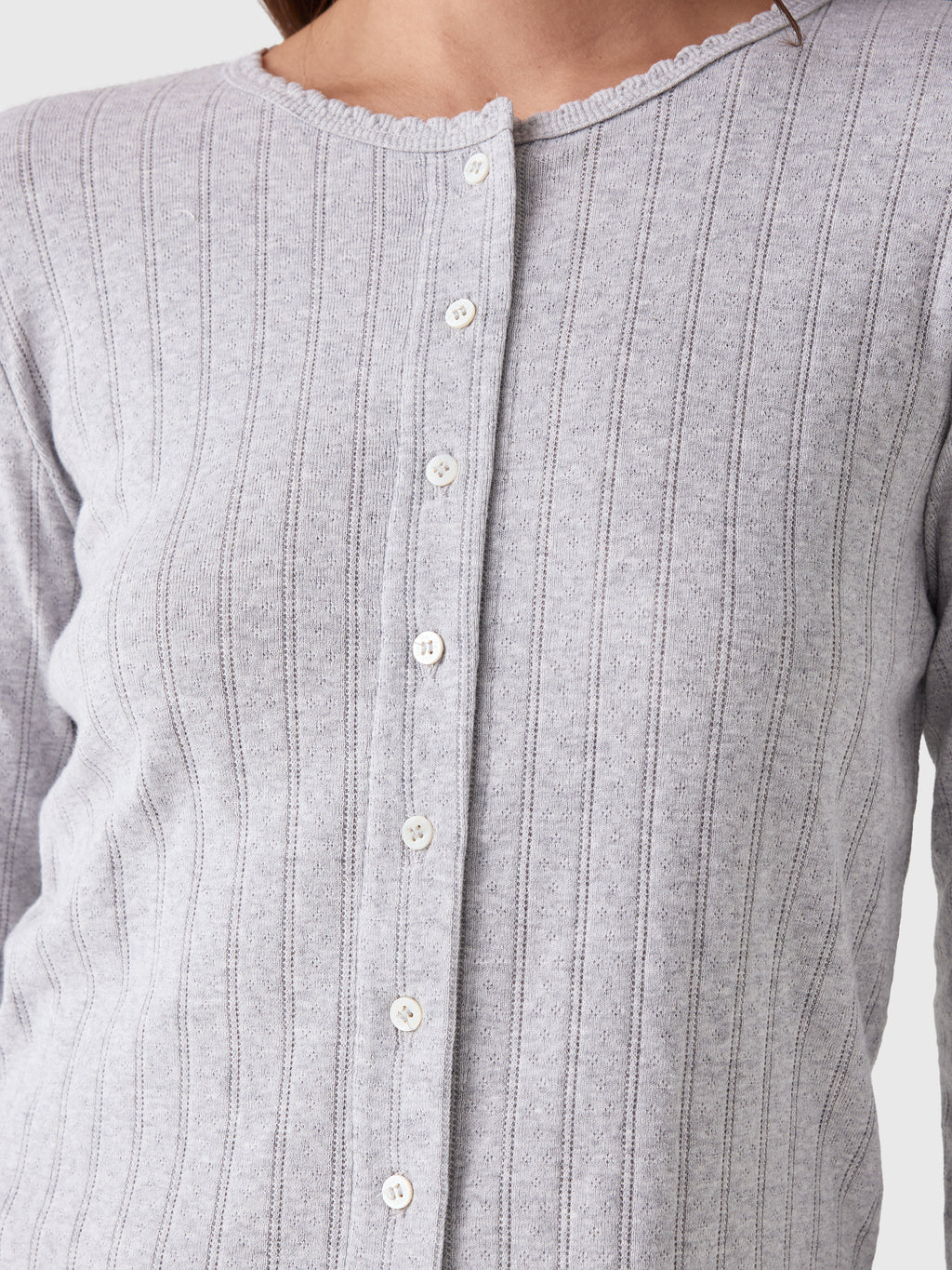 Leset Women's Pointelle Classic Cardigan II - Saint Bernard