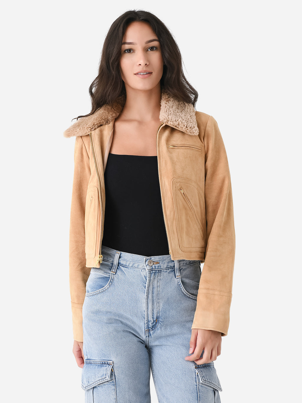LoveShackFancy Women's Chalice Leather Jacket - Saint Bernard
