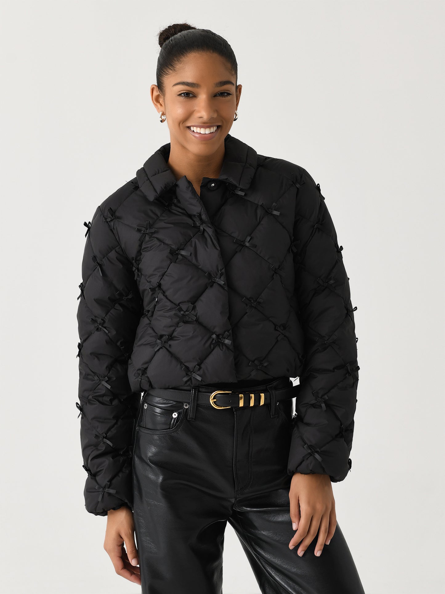 LoveShackFancy Women's Kasey Quilted Bow-Embellished Jacket - Saint Bernard