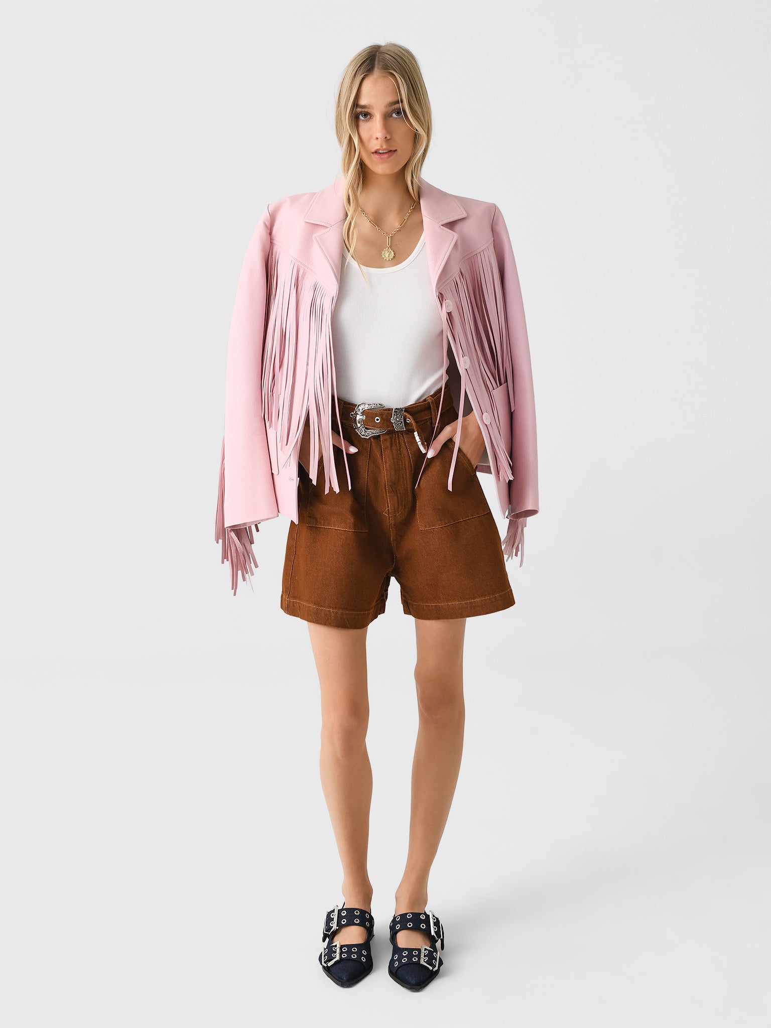 LoveShackFancy Women's Geraline Leather Fringe Jacket – Saint Bernard