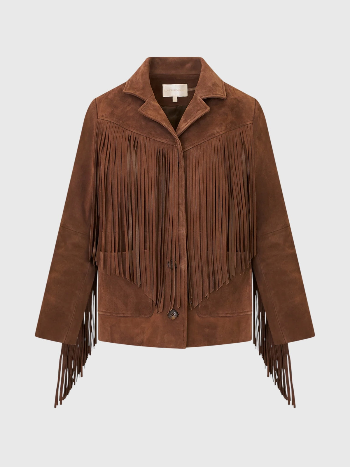 LoveShackFancy Women's Geraline Suede Fringe Jacket - Saint Bernard