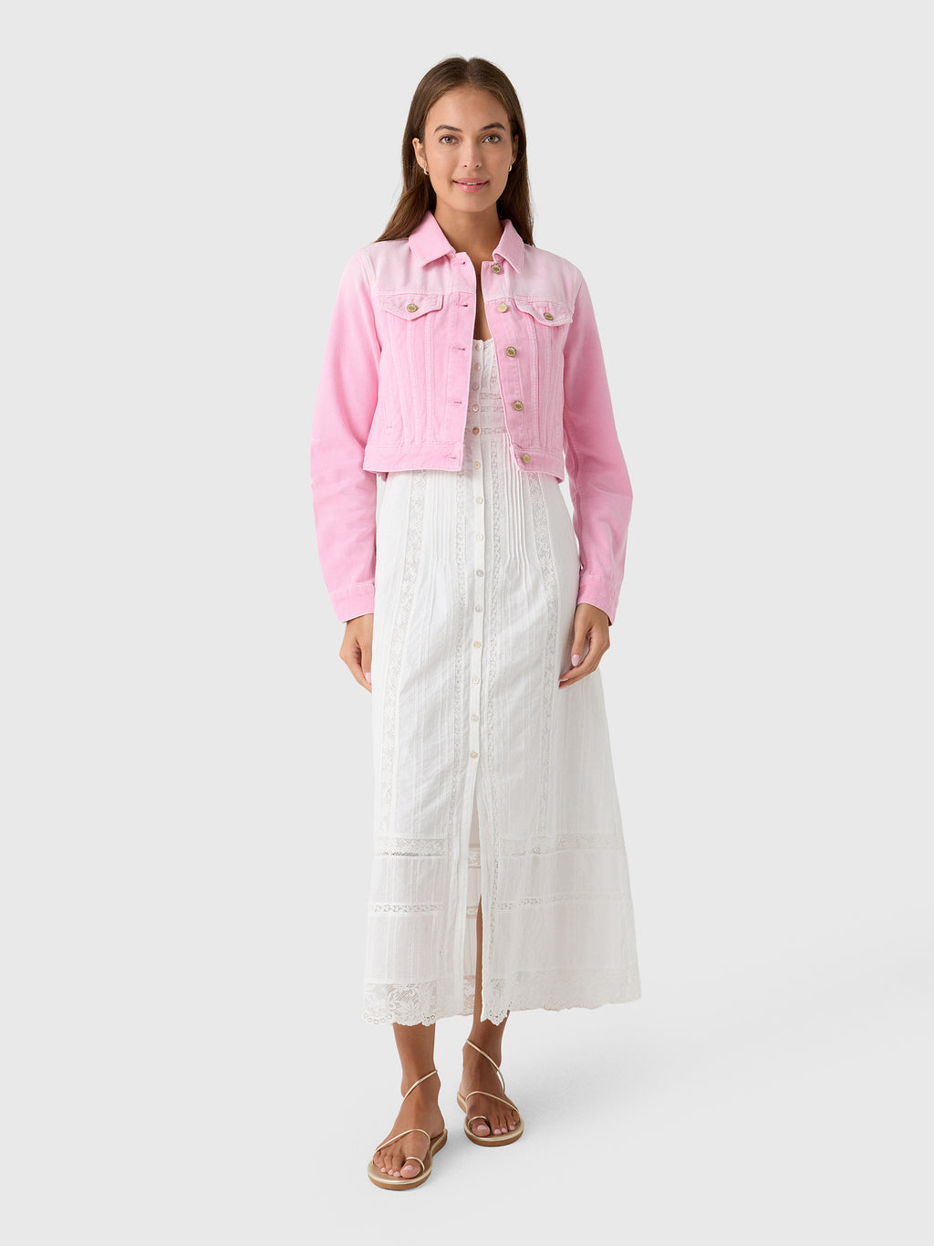 LoveShackFancy Women's Bardot Denim Jacket - Saint Bernard