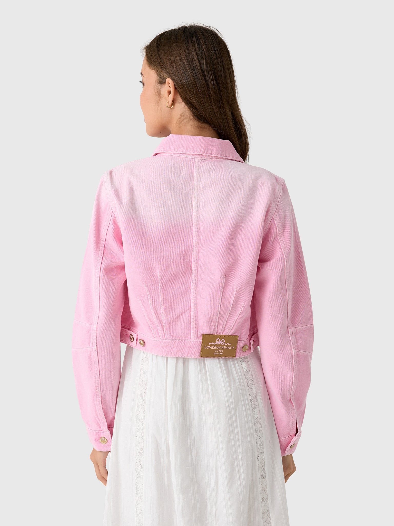 LoveShackFancy Women's Bardot Denim Jacket - Saint Bernard