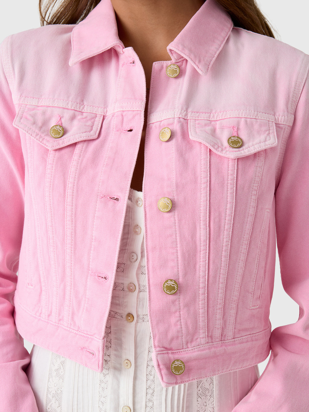 LoveShackFancy Women's Bardot Denim Jacket - Saint Bernard