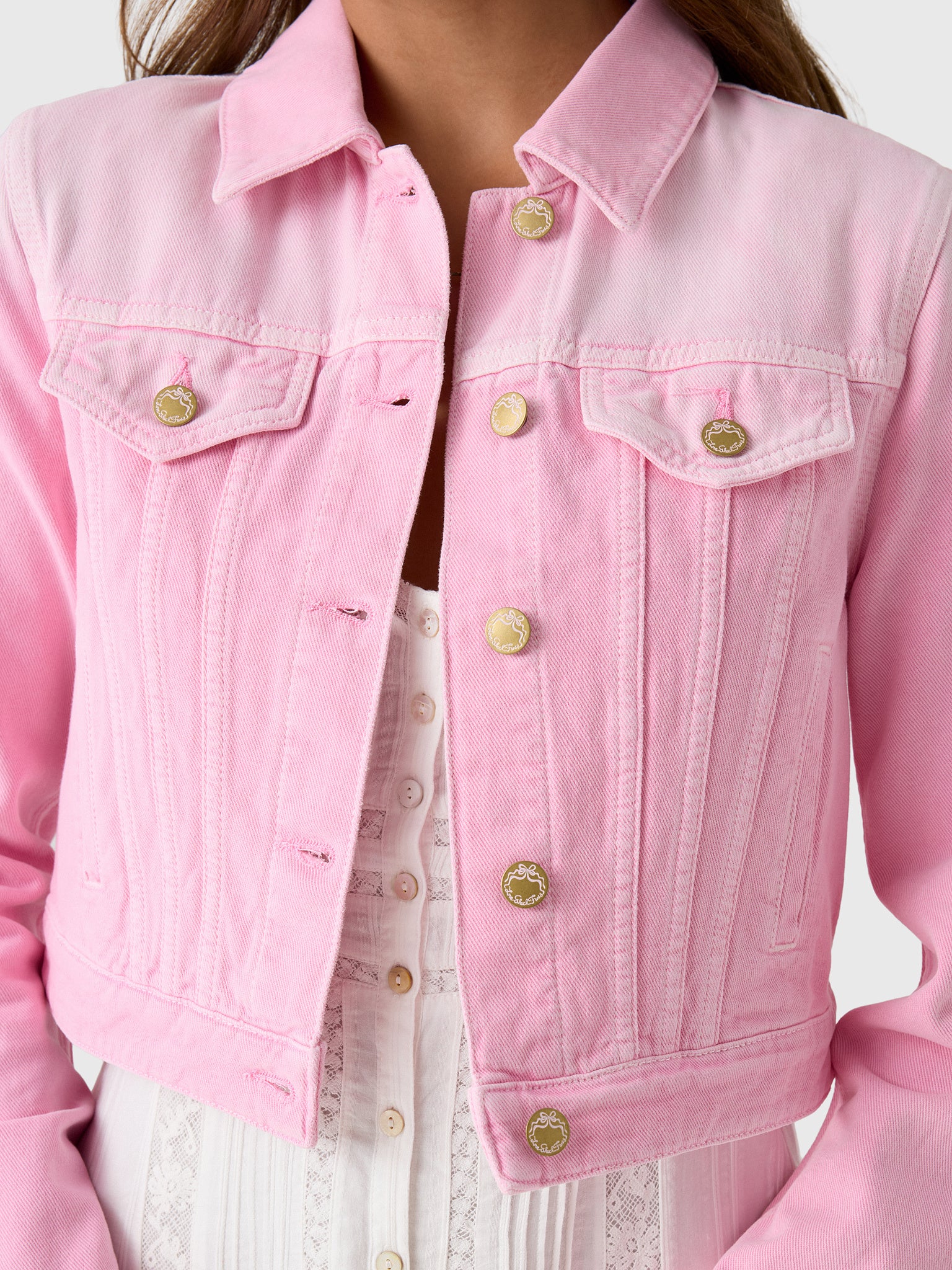 LoveShackFancy Women's Bardot Denim Jacket - Saint Bernard