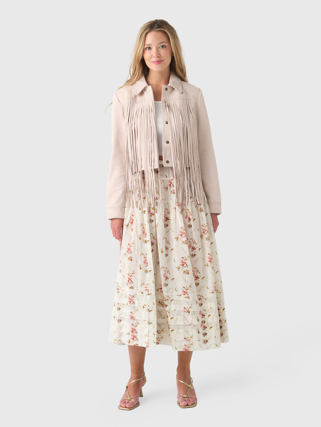 LoveShackFancy Women's Maelis Suede Fringe Jacket - Saint Bernard