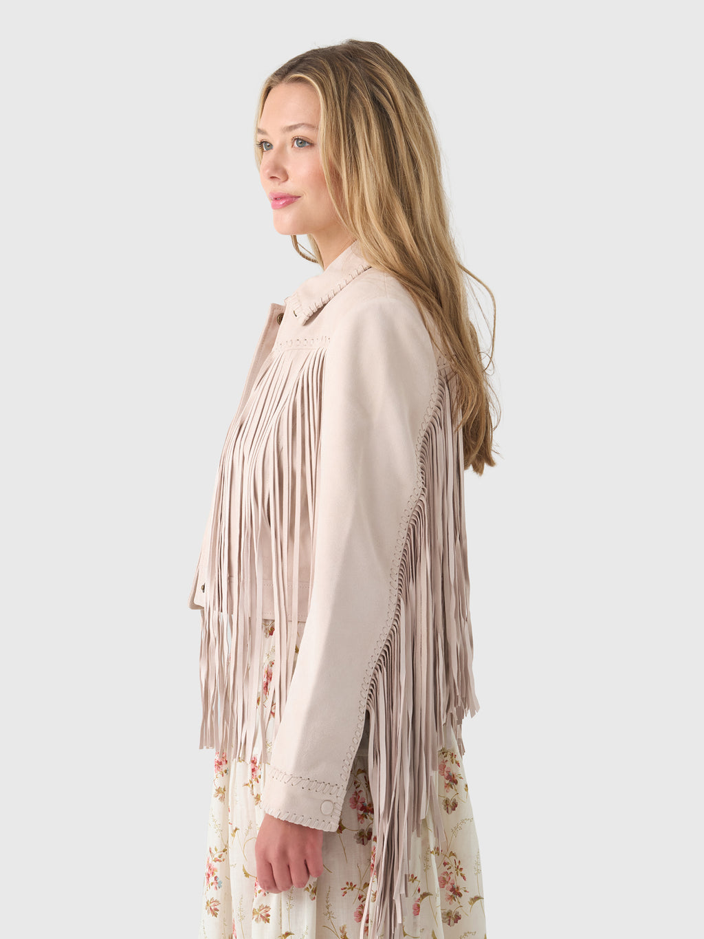 LoveShackFancy Women's Maelis Suede Fringe Jacket - Saint Bernard