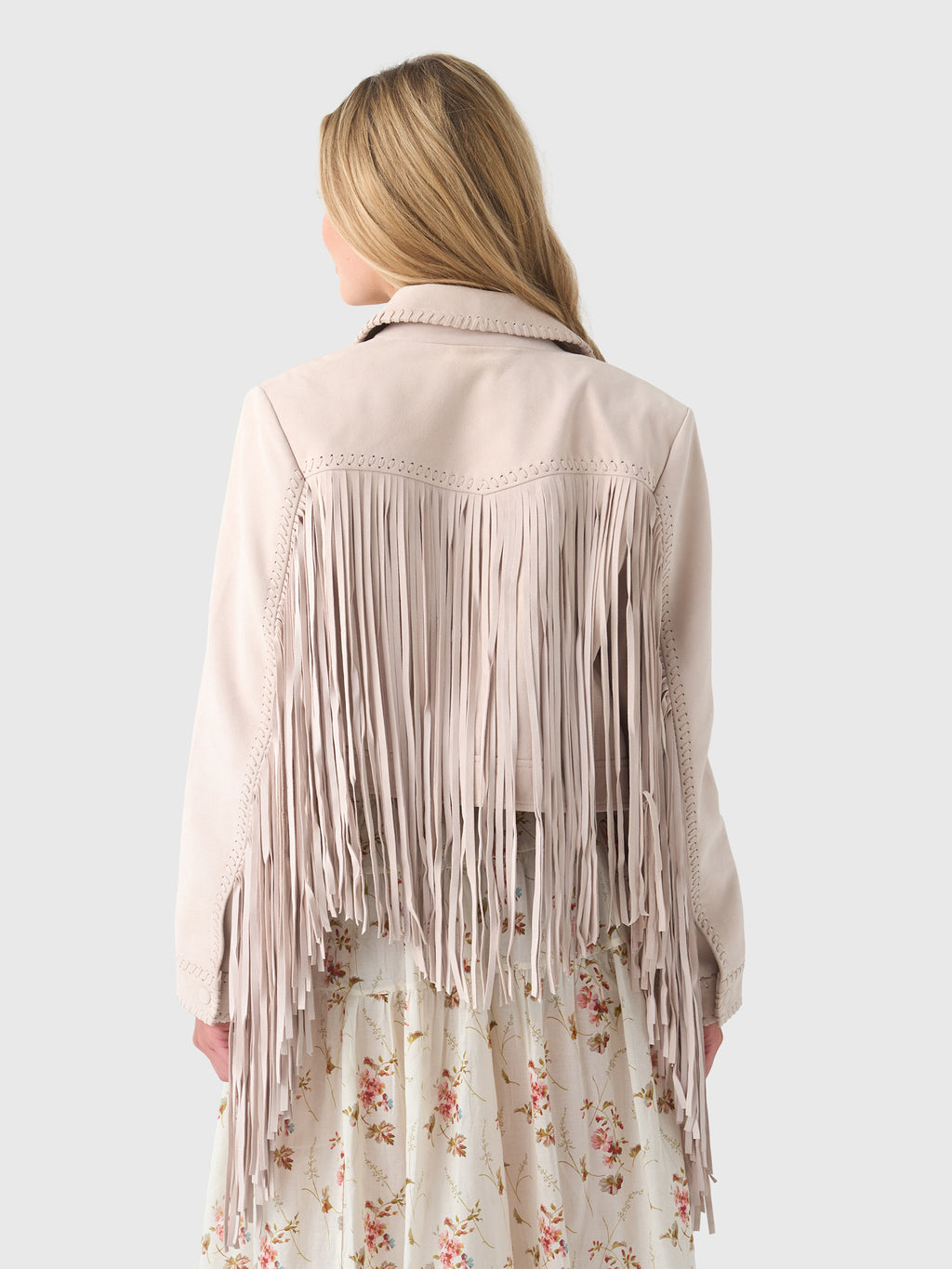 LoveShackFancy Women's Maelis Suede Fringe Jacket - Saint Bernard