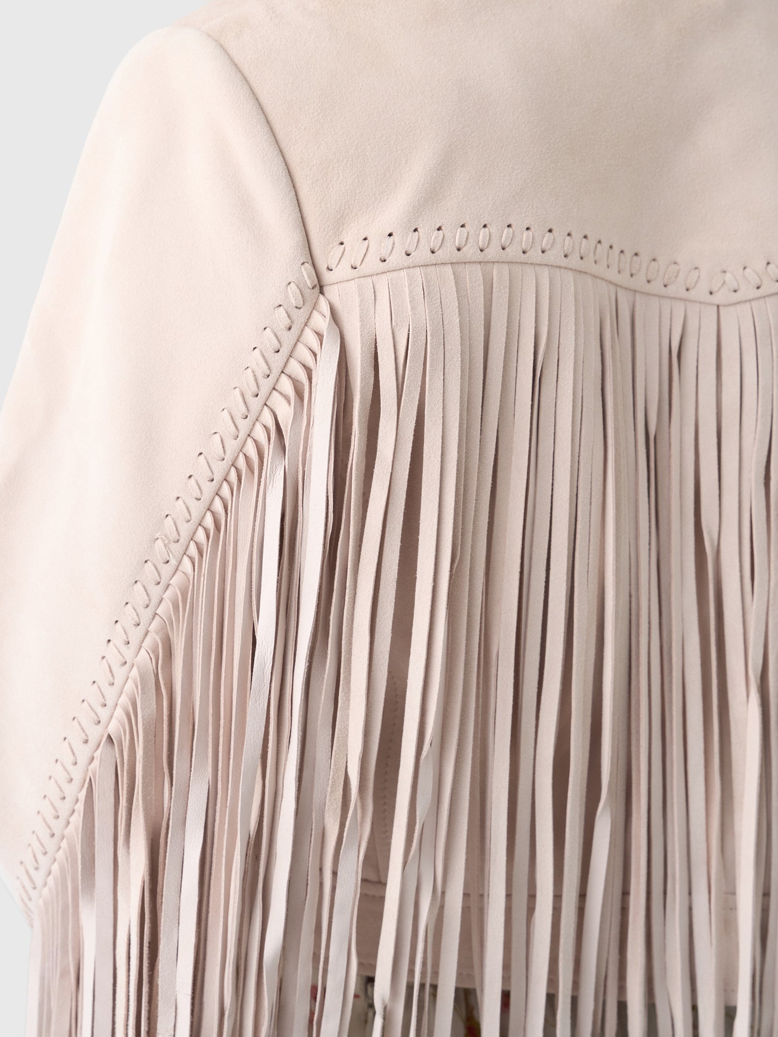 LoveShackFancy Women's Maelis Suede Fringe Jacket - Saint Bernard