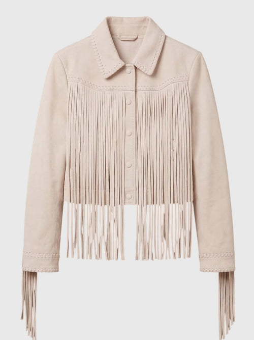 LoveShackFancy Women's Maelis Suede Fringe Jacket