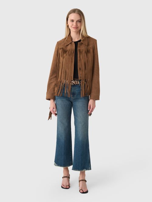 LoveShackFancy Women's Maelis Suede Fringe Jacket