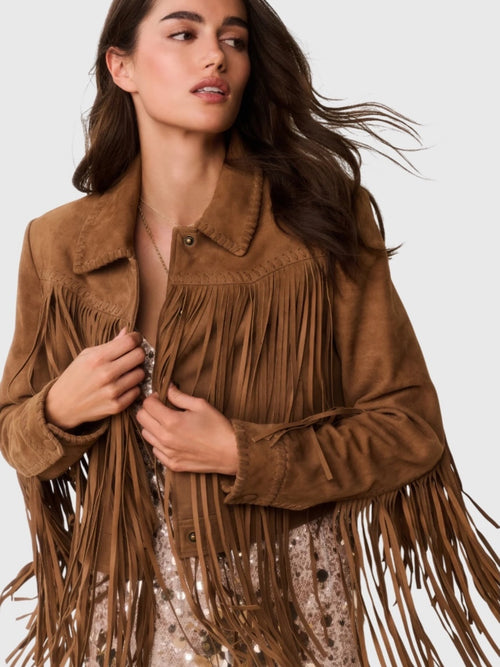 LoveShackFancy Women's Maelis Suede Fringe Jacket