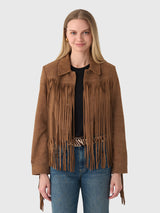 LoveShackFancy Women's Maelis Suede Fringe Jacket - Saint Bernard