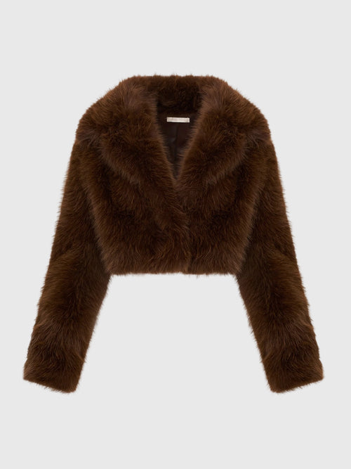 LoveShackFancy Women's Stroma Cropped Faux Fur Jacket - Saint Bernard