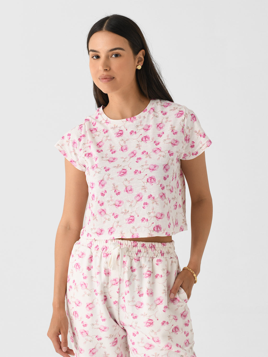 LoveShackFancy Women's Rubin Cropped Tee - Saint Bernard