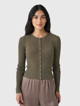 Leset Women's Blake Rib Crew Cardigan - Saint Bernard