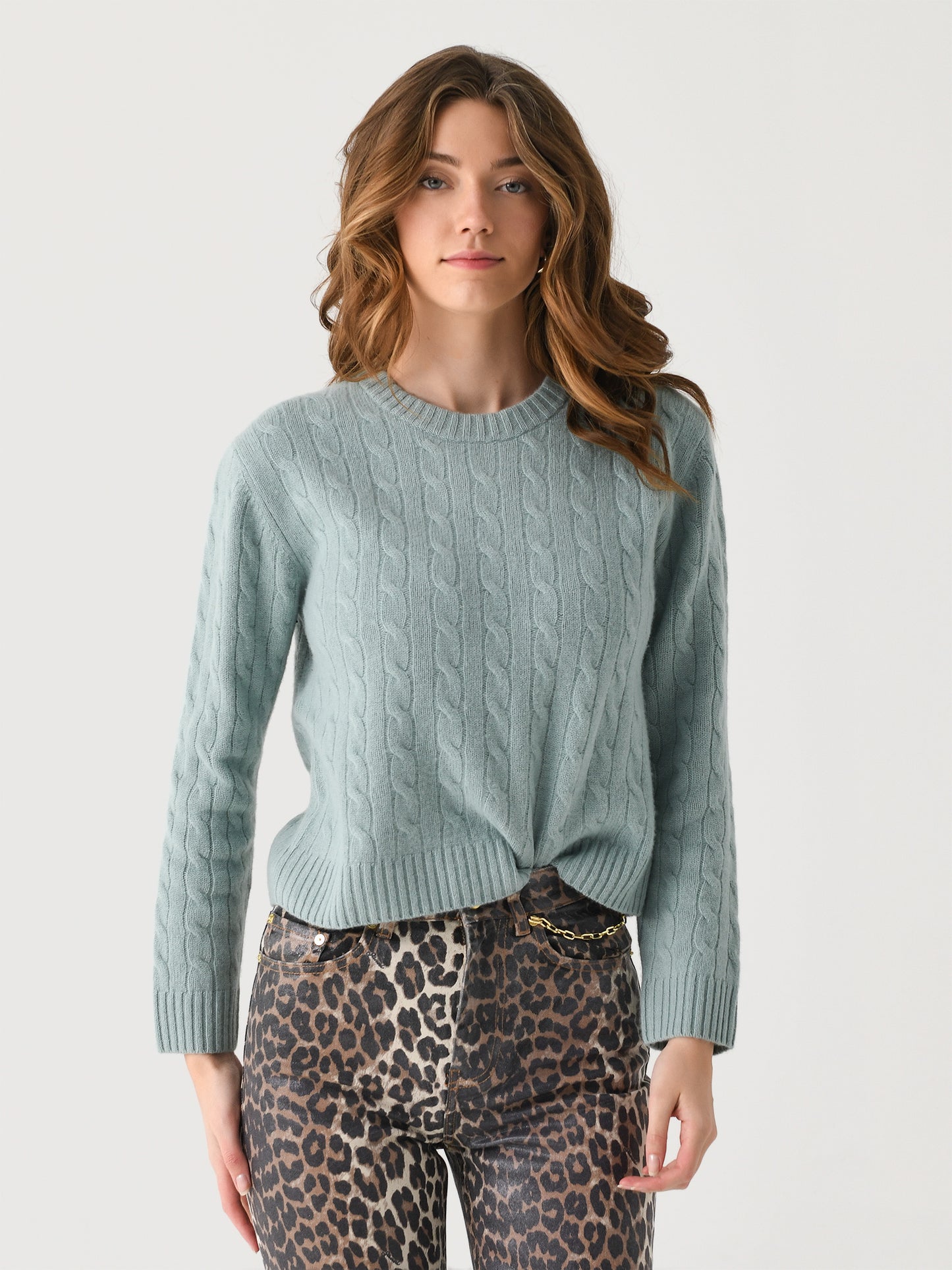 Leset Women's Zoe Cable Crew Sweater - Saint Bernard